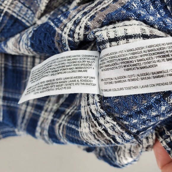 The Stronghold XL Textured Flannel Overshirt Blue Plaid Button Up Waffle Western - Picture 4 of 7